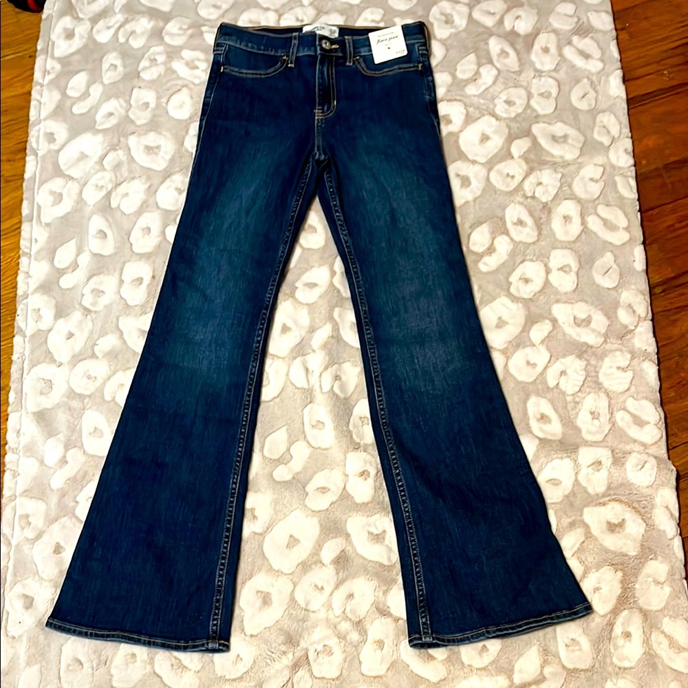 Abercrombie Kids Blue High Rise Flare Jeans